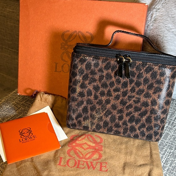Loewe Handbags - 348. Loewe Animal Print cosmetic Bag with COA